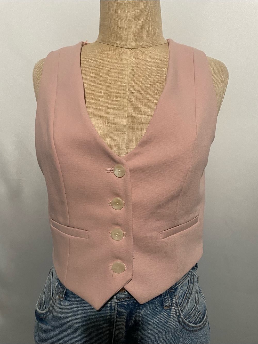 Zara Blush Pink Tailored Button Vest